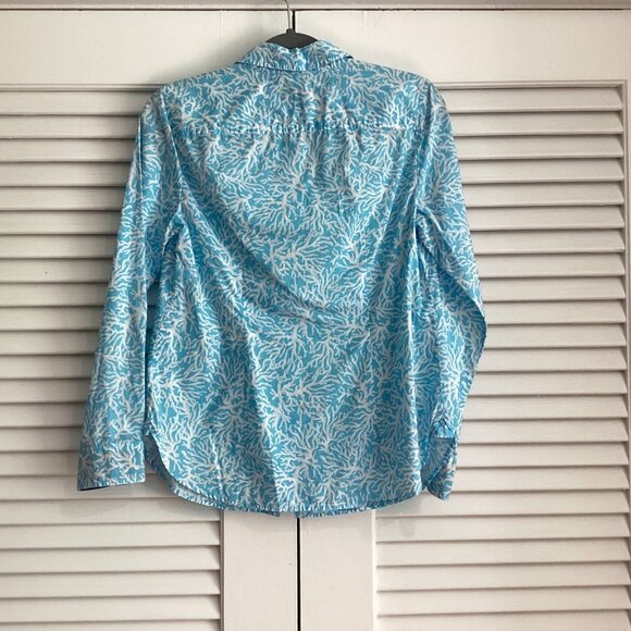 Talbots Blue Coral Button Down Semi Fitted Long Sleeve Casual Shirt Size S - Picture 2 of 8